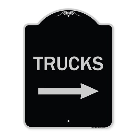 Signmission Trucks Trucks With Right Arrow Heavy-Gauge Aluminum Architectural Sign, 24" x 18", BS-1824-22780 A-DES-BS-1824-22780